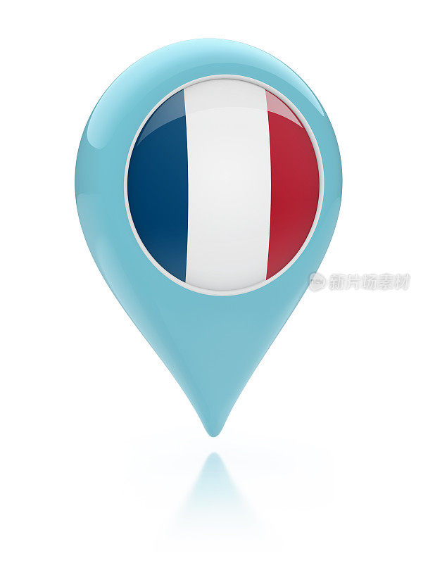 3D地图指针-法国国旗