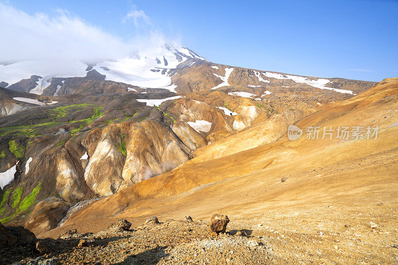 冰岛Kerlingarfjoll山脉的Hveradalir地热区。