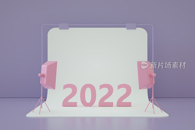 空照相馆与闪电设备，2022年新年概念