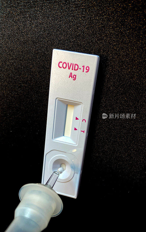 使用试管对COVID-19抗原进行快速诊断检测。