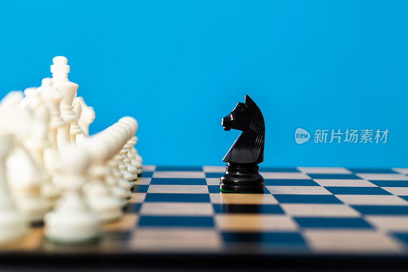 棋盘上的黑骑士和白棋子