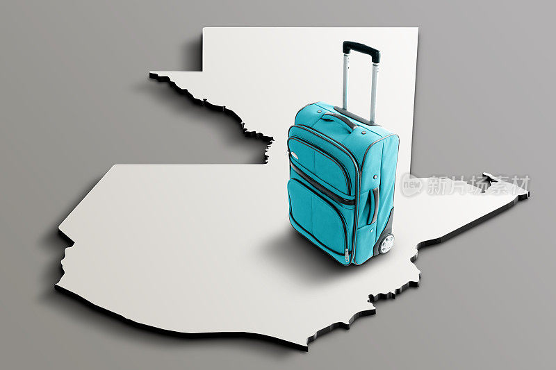 危地马拉三维地图上的蓝色行李箱