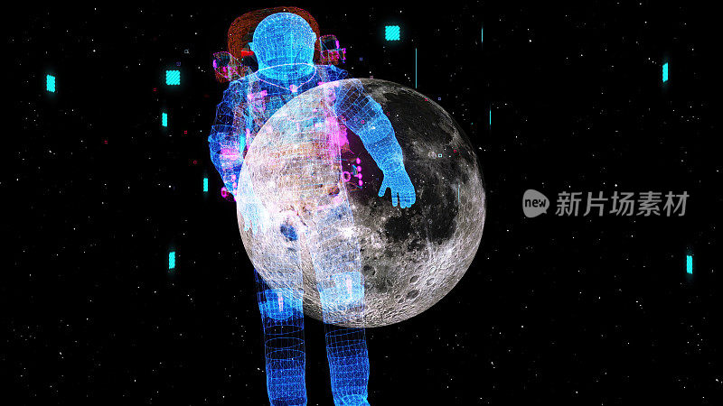 宇航员站在月球上面对相机
