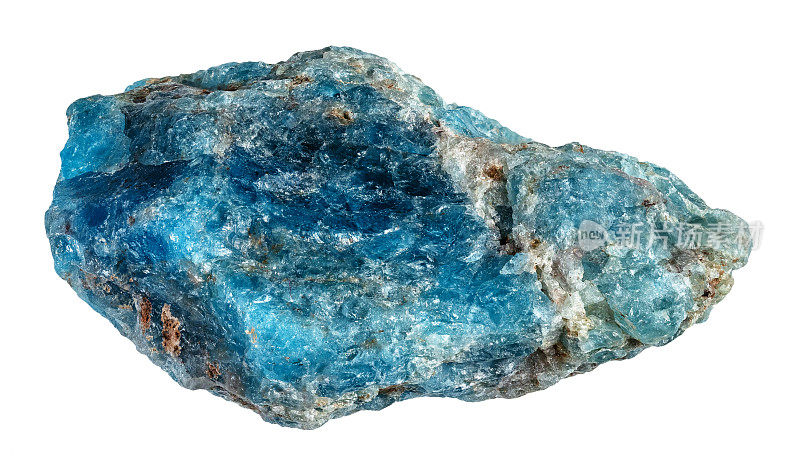 天然未经抛光的蓝色磷灰石