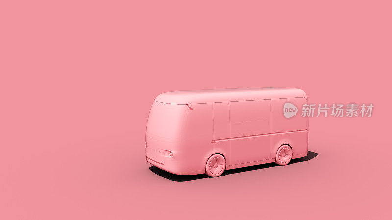 粉色电动自动驾驶面包车