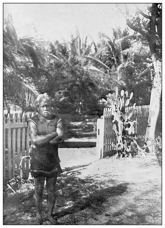 古董黑白照片:夏威夷人