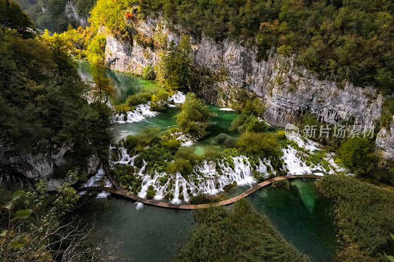 克罗地亚，普利特维茨湖国家公园的瀑布