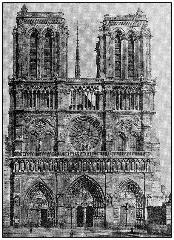 世界地标的古老照片(大约1894年):巴黎圣母院
