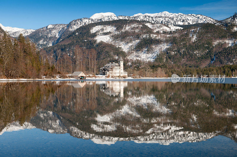 冬季映像，格伦德尔湖，奥地利阿尔卑斯山
