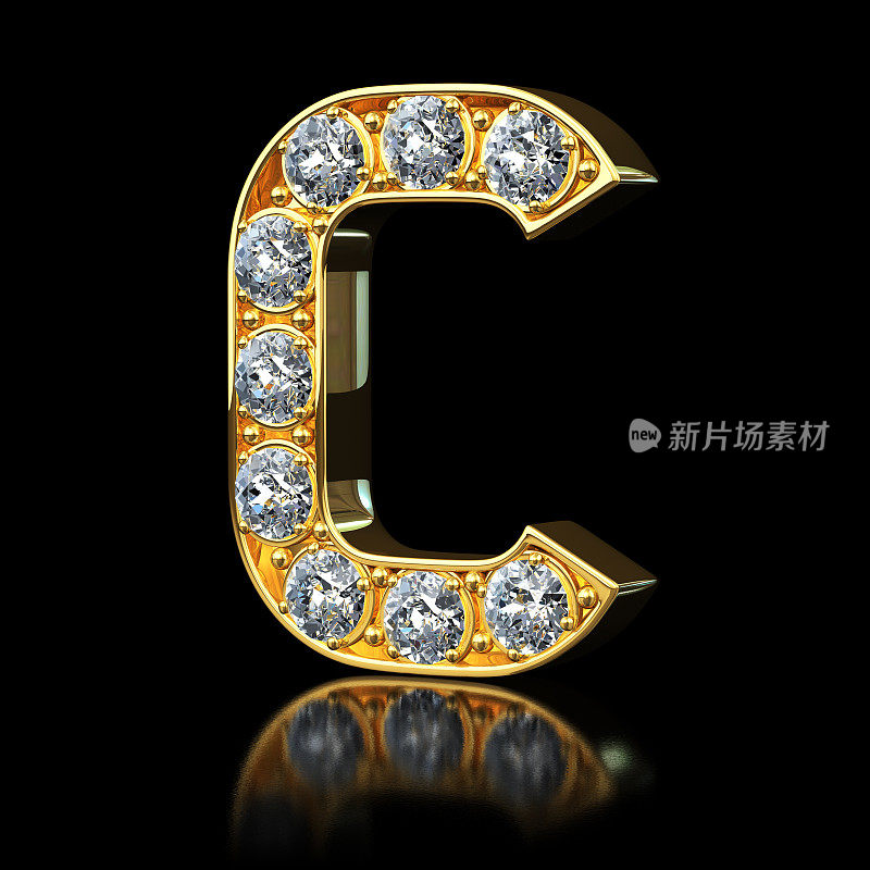 黄金字母C与钻石
