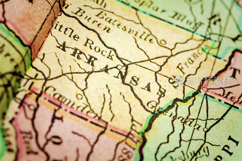 阿肯色州，美国的古董地图
