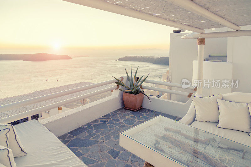 希腊日落休息室，圣托里尼风景