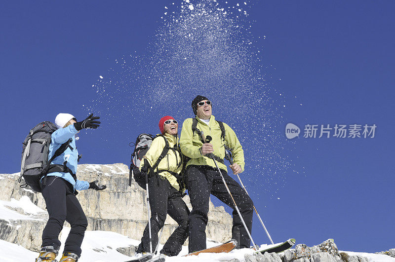 冬季运动员滑雪的乐趣