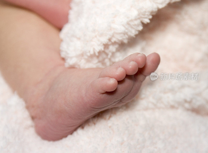 新生儿婴儿脚，部分，脚趾，婴儿，人脚，毯子