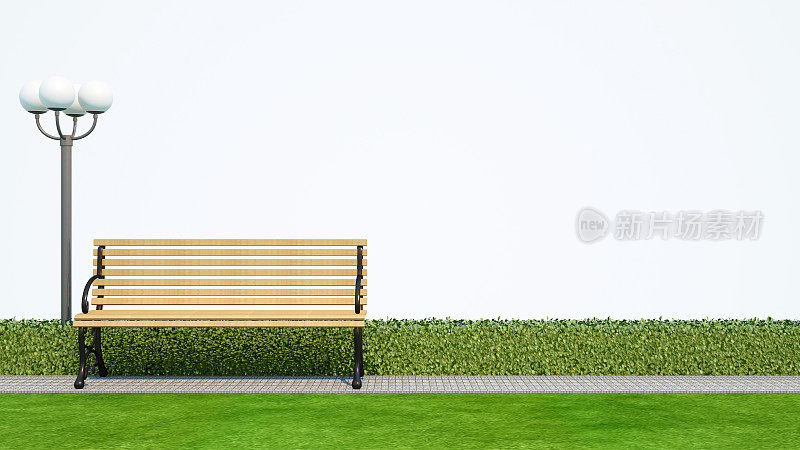 公园里白色背景的长椅
