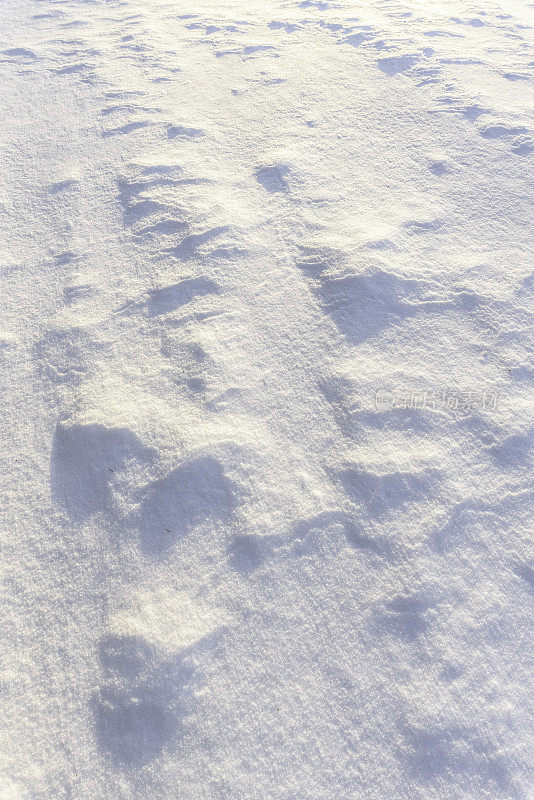 雪堆、风在雪面上雕刻出图案