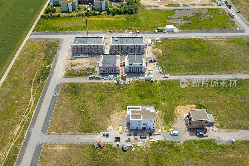 住宅建筑工地。发展区，鸟瞰图