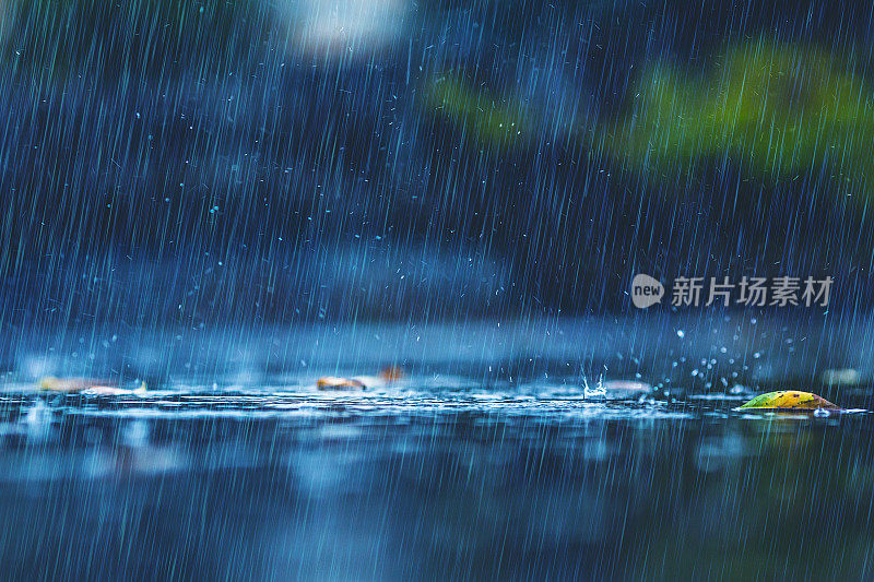 夏雨。雨滴。坏天气。抑郁症。