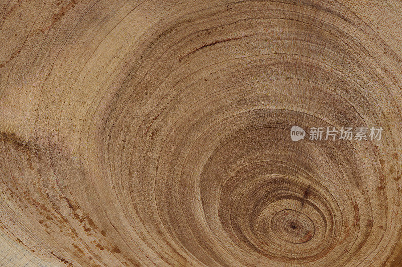 木质材料背景表面带有自然图案，树木年轮。