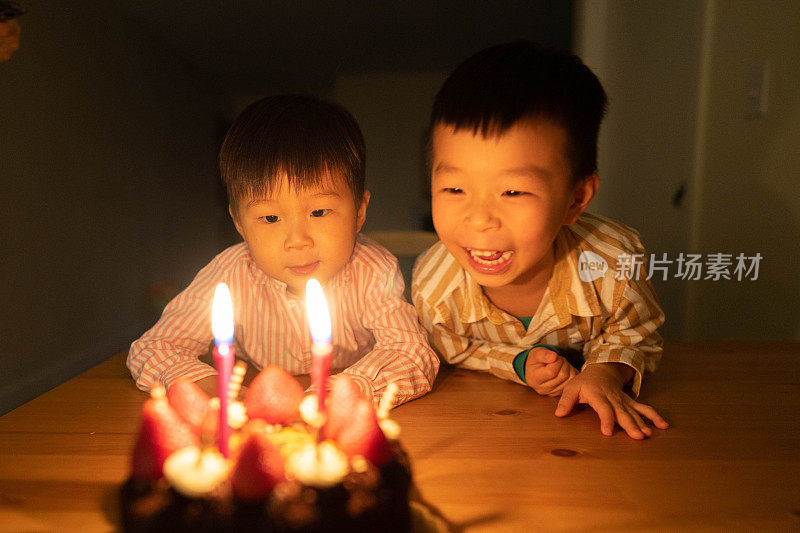 欢庆:兄弟的生日烛光祝福