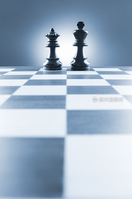 国王和王后在棋盘上下棋