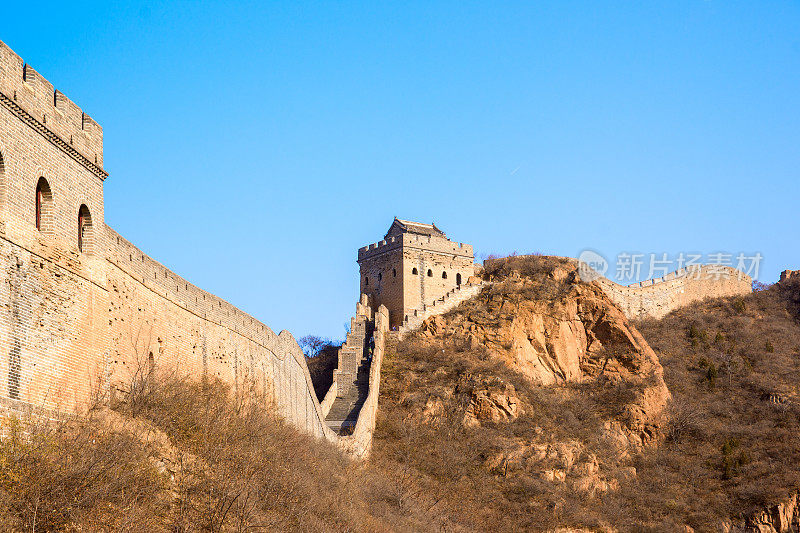 修复长城塔在慕田峪，靠近北京，中国