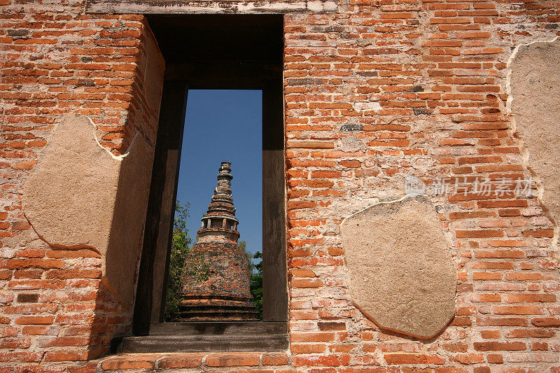 泰国大城府玛海永寺框架宝塔