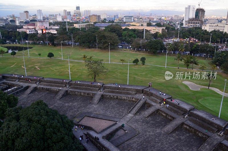 马尼拉城市景观和Intramuros防御墙，菲律宾