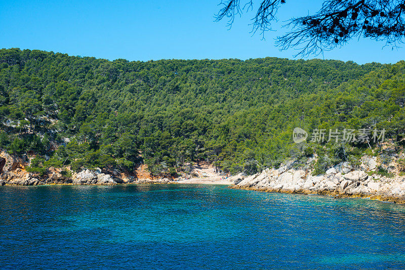 蓝天映衬下的海湾风景