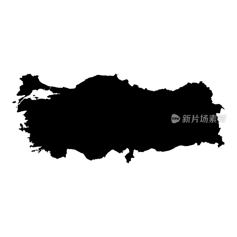 土耳其黑色剪影地图轮廓孤立在白色3D插图