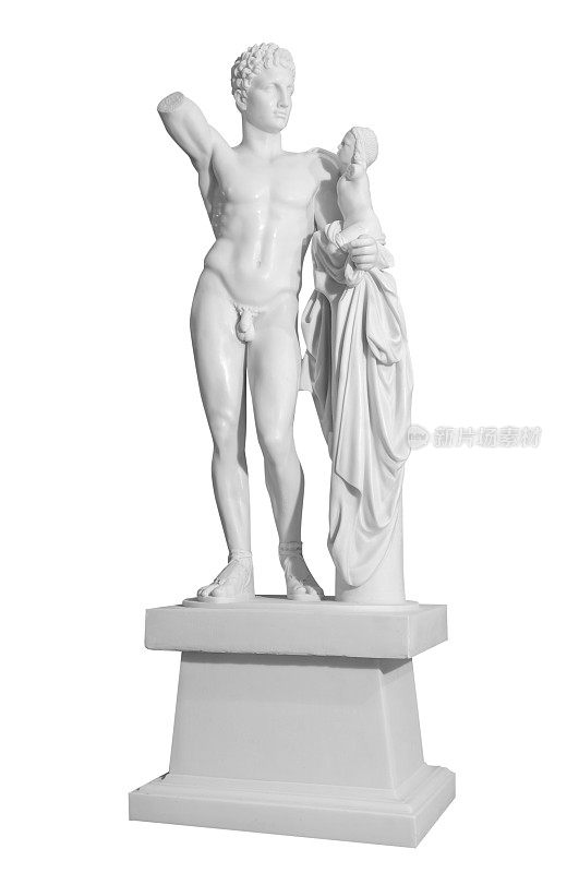 白色大理石经典雕像孤立在白色背景