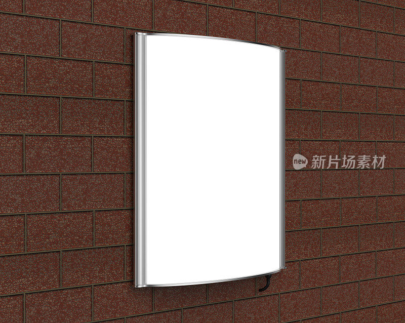 凸LED灯箱单面海报展示或标志持有人弯曲框架剧院账单或广告。3d渲染插图。
