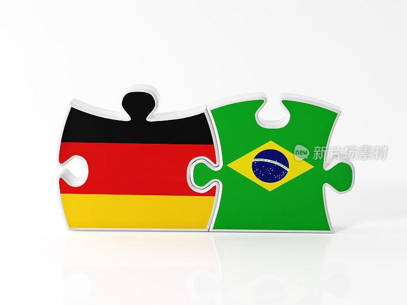 用德国和巴西国旗纹理的拼图