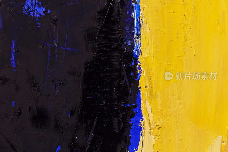 抽象画蓝、黑、黄的艺术背景。