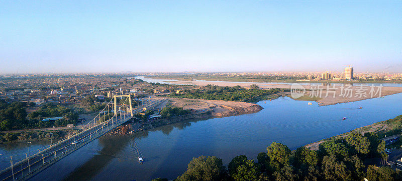 图蒂岛，白尼罗河和青尼罗河合并形成主要的尼罗河-图蒂桥，喀土穆，苏丹