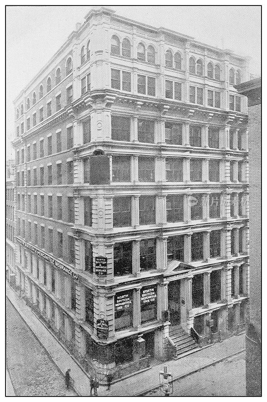 纽约的古董黑白照片:伦敦和爱丁堡的北英商业保险公司