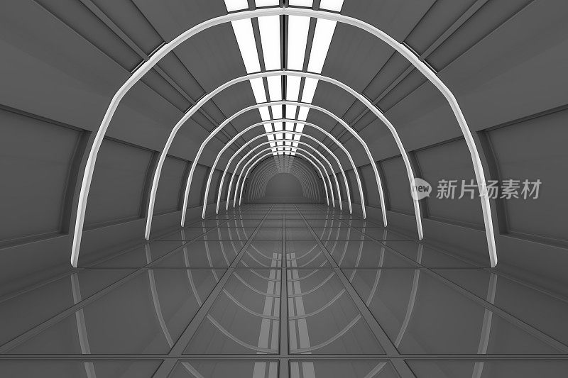 3D空房间，隧道