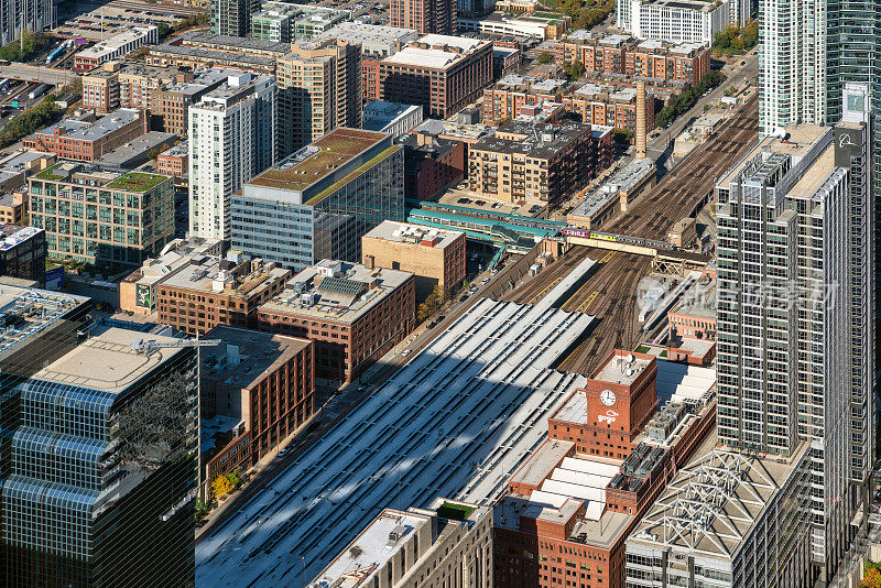 芝加哥铁路车场鸟瞰图