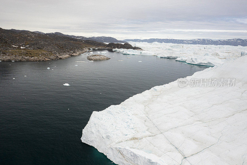 格陵兰岛迪斯科湾伊卢利萨特冰湾鸟瞰图