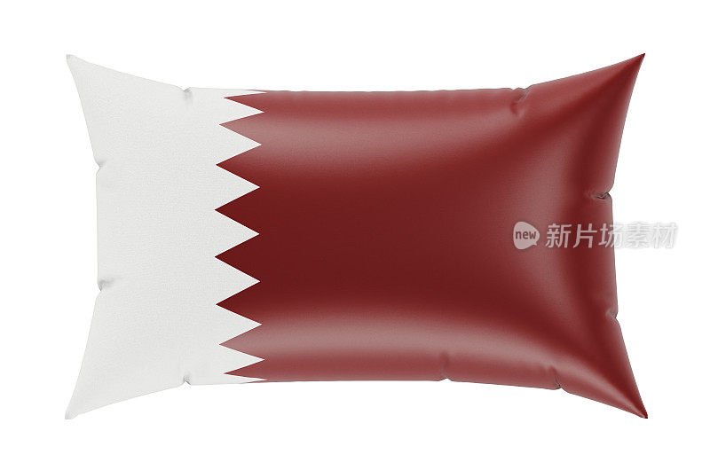 印有卡塔尔国旗的枕头。三维渲染