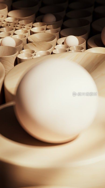 抽象的背景使用木制球体和半球