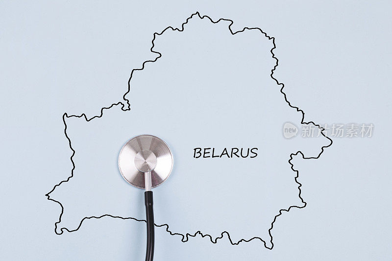 带听诊器的白俄罗斯地图