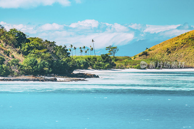 天堂海滩在斐济的热带岛屿天堂