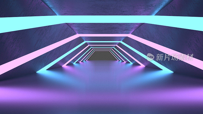 霓虹灯下的未来隧道