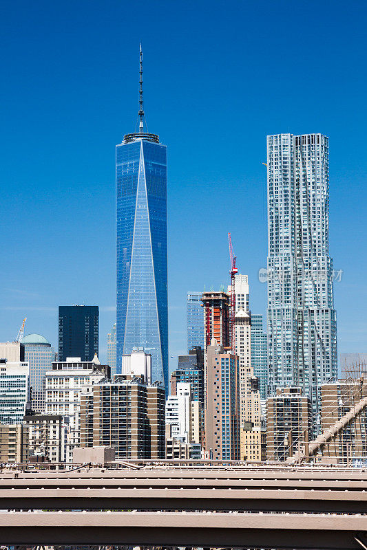 纽约，曼哈顿下城和世贸中心一号大楼