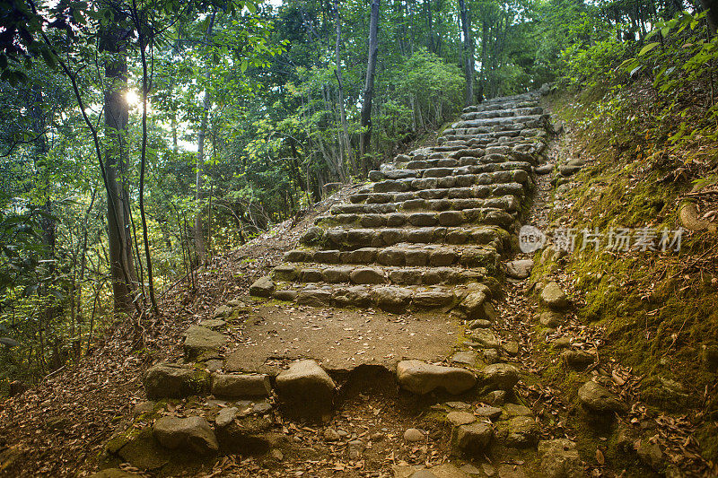 日本京都岚山市龟山宫公园的楼梯