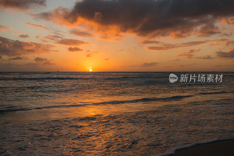 威基基海滩的日落