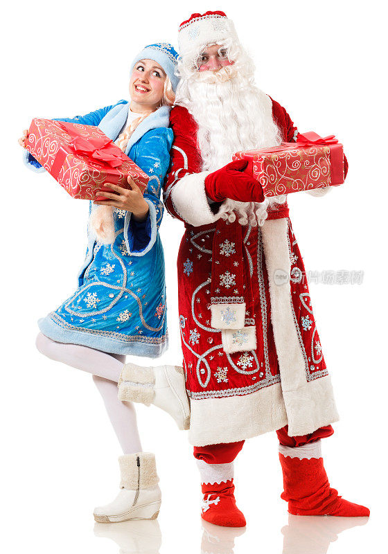 俄罗斯的圣诞节。霜冻父亲和Snegurochka(雪少女)