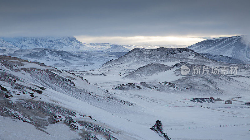 myvatn冰岛冬天的火山风景