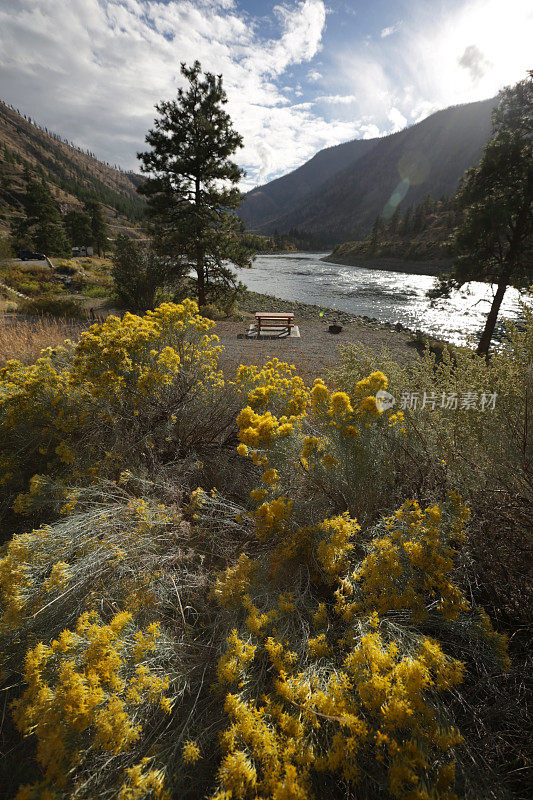 风景优美的汤普逊河岸，不列颠哥伦比亚，加拿大，秋天